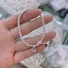 Pulsera de plata de ley s925 con forma de emoticono de colores, hecha a mano, con diseño DIY, cuentas de plata, cuerda elástica, nueva 6884