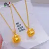 Nuevo Collar con Colgante de Calabaza con Lazo Dorado Cepillado Vietnamita con Diseño Hueco de Pedrería Collar Versátil