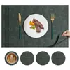 Ventas Directas de Fábrica Manteles Individuales de Tela y Cuero Manteles para Restaurante Hotel Comida Occidental Manteles Cuadrados Impermeables y a Prueba de Aceite Manteles Individuales Aislantes