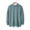 Suéter de malha masculino sem costura com gola alta, 100% lã pura, para outono e inverno, camada base de lã casual para negócios