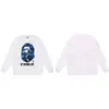 Moletom BAPE com estampa de cabeça de macaco estilo japonês, tendência transfronteiriça, gola redonda, unissex, corte solto, jaqueta de manga curta para outono e inverno
