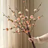 Flores de flor de melocotonero artificiales, flores de ciruelo falsas, decoración de alta gama de lujo ligero para mueble de TV de sala de estar, mesa de comedor, adornos florales