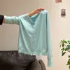 Cárdigan de punto de color avena, estilo coreano, cuello redondo, manga larga, top fino para mujer para usar como capa base en primavera y otoño, casual y adelgazante