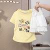 Camiseta de Manga Corta Weiziman Puppy Hombro Derecho para Mujer Verano 2024 Nuevo Look Adelgazante de Cintura Algodón Puro Top Corto Trendy