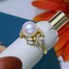 Acessórios DIY S925 Prata Esterlina Moda Seiko Pearl Ring Suporte Vazio Acessórios Anel Feito à Mão Jade Ring Holder Material