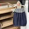 Pantalones de pierna ancha para niños, verano, versátiles, cintura con empalme, cortina de trasero, jeans de nueve puntos, para niñas, suaves, finos, holgados