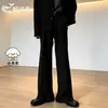 Calça de Terno Masculina Outono Streetwear Cor Sólida Caimento Fluido Estilo Americano Simples Casual Temperamento Não Amassa Toque de Luxo Micro-Flare Calça Longa