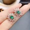 Venta al por mayor de fábrica Populares Pendientes de Esmeralda Natural Plata S925 Incrustados Piedra Principal 4*6 Joyería de Lujo Venta Directa de Fábrica