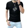 Camiseta de manga corta para hombre ajustada 2024 Nueva Marca de Moda Combinable Camiseta de cuello redondo Manga corta Verano Top para hombre