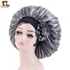 Sombrero Redondo Extra Grande de Ala Ancha Elástico de Seda Brillante Toalla para la Cabeza con Flor Grande Gorro de Noche Sombrero para el Cuidado del Cabello Suministro de Amazon