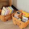 Cesta Tejida para Artículos de Escritorio Cesta de Almacenamiento Cesta de Almacenamiento para Hogar Dormitorio Linda Cesta de Almacenamiento de Ratán Cesta de Almacenamiento para Snacks