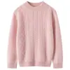 Suéter de punto de cachemira para niños de otoño e invierno, cuello alto medio, suéter de cachemira de punto trenzado con patrón de rombos, suéter base de color liso para niños mayores