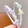 Diadema de concha de estrella de mar color macarrón con dientes antideslizante para niñas ambiente de playa accesorios para el cabello diadema infantil