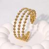Pulsera Geométrica Simple de Estilo Frío Transfronteriza Europea y Americana Amor Flor Oro Francés Chapado Acero Inoxidable para Mujer