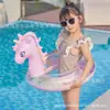 Celebridad Cibernética Ins Anillo de Asiento Infantil Caballo Arcoíris Anillo Grueso para Asiento de Bebé Unicornio Flotador de Natación Inflable Axilas