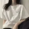 Camiseta de Manga Corta de Seda de Leche para Hombres y Mujeres, Nueva de Verano 2026, Top Holgado de Nicho para Estudiantes con Estampado Versátil