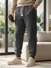 Pantalones joggers de punto deportivos cruzados para hombre TK con jacquard de diamantes, cordón, cintura elástica, bolsillo trasero, corte holgado, pantalones cortos de punto deportivos
