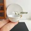 Honghao Miniatura Comida Brincadeira Cena Modelo Tigela Redonda Grande Acessórios Casa de Bonecas Mini 39mm Cerâmica Prato Grande de Sopa C3039