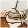 Bolso de Mano Tejido a Rayas para Mujer 2026 Verano Nueva Moda Bloque de Color Bolso de Hombro Único Cruzado para Vacaciones en la Playa