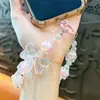 Corrente para chaveiro de celular com pingente de laço transparente e contas, pingente fofo para bolsa, chaveiro de carro, presente, atacado