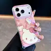 Capa KT cat azul para tela cheia adequada para Apple 18 Pro Max, iPhone 16, fofa 17 com corrente para pendurar, 15 cartoon