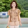 Nueva Blusa de Verano Delgada Estilo Chino para Madres, Camisa Estampada Estilo Nacional, Elegante Blusa de Manga Corta para Mujeres de Mediana Edad y Mayores