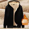Conjunto deportivo casual de invierno para hombre transfronterizo, talla grande, forrado de felpa y engrosado, conjunto de dos piezas con una chaqueta de lana de cordero para abrigarse