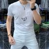 Camiseta de manga corta para hombre, cuello redondo, ligera, de alta gama, de lujo, de media manga, cómoda, transpirable, de moda de verano, 2024