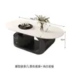 Mesa de Café de Pizarra de Lujo Ligero Estilo Italiano para Sala de Estar, Forma Ovalada Moderna para Apartamento Pequeño, Juego de Mesas de Café de Diseño de Alta Gama en Negro y Blanco