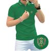 Camisa polo de manga corta para hombre, multicolor, seda de hielo europea, algodón, top para hombre, letras con pedrería, verano, transpirable, cuello vuelto, hombre