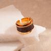 Anillo Abierto Geométrico con Textura Cepillada Incrustado de Diamantes Retro Europeo y Americano Joyería de Mano Personalizada Simple de Gama Alta de Nicho Transfronterizo