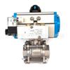 OSAQ611F-16PQ válvula de bola neumática de acero inoxidable de tres piezas 304 roscada actuador de válvula neumática con electroválvula