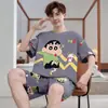 Conjunto de pijama de verano para hombre, de manga corta y pierna corta, ligero, talla grande, corte holgado, adecuado para usar como ropa de estar en casa