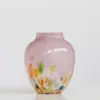 Vaso de Vidro Ondulado Pontilhado Gradiente de Cor Estilo Antigo Intermediário Vaso de Flores Artístico para Entrada de Alto Nível Sala de Estar Francesa Ornamentos de Flores