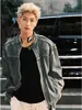 Chaqueta vaquera desgarrada estilo páramo para hombre, chaqueta de alta gama genial y elegante, chaqueta corta estilo biker de corte limpio americano