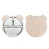 Plato Dividido de Silicona para Niños Transfronterizo con Diseño de Oso, Desmontable de Acero Inoxidable 304 con Ventosa, Juego de Vajilla de Silicona para Bebé