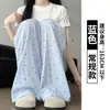 Calça Feminina Yamamoto com Bolinhas Brancas Verão 2024 Nova Cintura Alta Drapeada Casual Solta Seda de Gelo Perna Larga