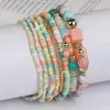 Pulseira Boêmia Étnica para Mulheres, Conjunto de Miçangas Coloridas de Arroz com Turquesa Multicamadas, Pulseira de Turquesa no Atacado