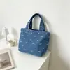 Bolsa jeans pode ser personalizada com logo impresso estilo liso bolsa de mão grande capacidade bolsa artística de mão bolsa tote mini