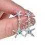 Ocean Star ~ Aretes de Estrella de Mar de Zircón Azul para Mujer Nicho Avanzado Únicos Delicados Dulces Aretes Joyería para la Oreja
