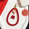 Cadena para Teléfono Roja China de Año Nuevo Trenzada a Mano de Bodhi Natural Llavero de Semilla de Bodhi Colgante para Bolso Adorno Venta al por Mayor