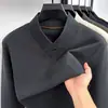 Moletom masculino com gola V para comércio exterior transfronteiriço, blusa base térmica casual de manga longa lisa para primavera e outono, roupas masculinas para pais