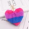 Llavero de Peluche con Forma de Corazón Rojo de Moda para Pareja, Colgante de Bola de Pelo de Conejo Sintético para Bolso, Accesorio para Coche al por Mayor