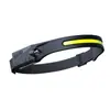 Nova Lanterna de Cabeça Cob com Sensor de Onda de Silicone, Luz para Ciclismo ao Ar Livre, Lanterna de Cabeça Led de Luz Forte com Carregamento USB para Corrida Noturna