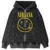 Otoño/Invierno Nirvana Nirvana Rock Estilo Americano Retro Antiguo Lavado Cárdigan Cadena Sudadera con Capucha Chaqueta