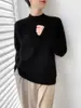 Nuevo Suéter de Lana 100% Pura Otoño e Invierno 2025 para Mujer, Cuello Alto Medio, Suéter Holgado, Camisa de Punto Trenzado para Capas