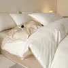Juego de Cuatro Piezas Jacquard de Tejido Grueso 100% Algodón Puro Estilo Simple Clase A Sábana Plana Sábana Ajustable Dormitorio Principal Ropa de Cama de Alta Calidad