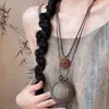 Nuevo Collar de Pluma de Bronce Zen Chino para Mujer Estilo Étnico Bohemio Doble Capa Cadena Larga para Suéter Accesorios