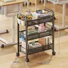 Estante de armazenamento pequena com rodinhas, multicamadas com rodas, estante móvel para ao lado da mesa, estante de armazenamento de livros para salas de aula de estudantes, estante de chão