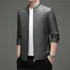 Chaqueta de Cuero para Hombre con Cuello Alto, Chaqueta de Cuero Casual para Papá, Chaqueta Abrigo de Cuero PU Engrosada con Forro Polar, Colección Otoño/Invierno 2026